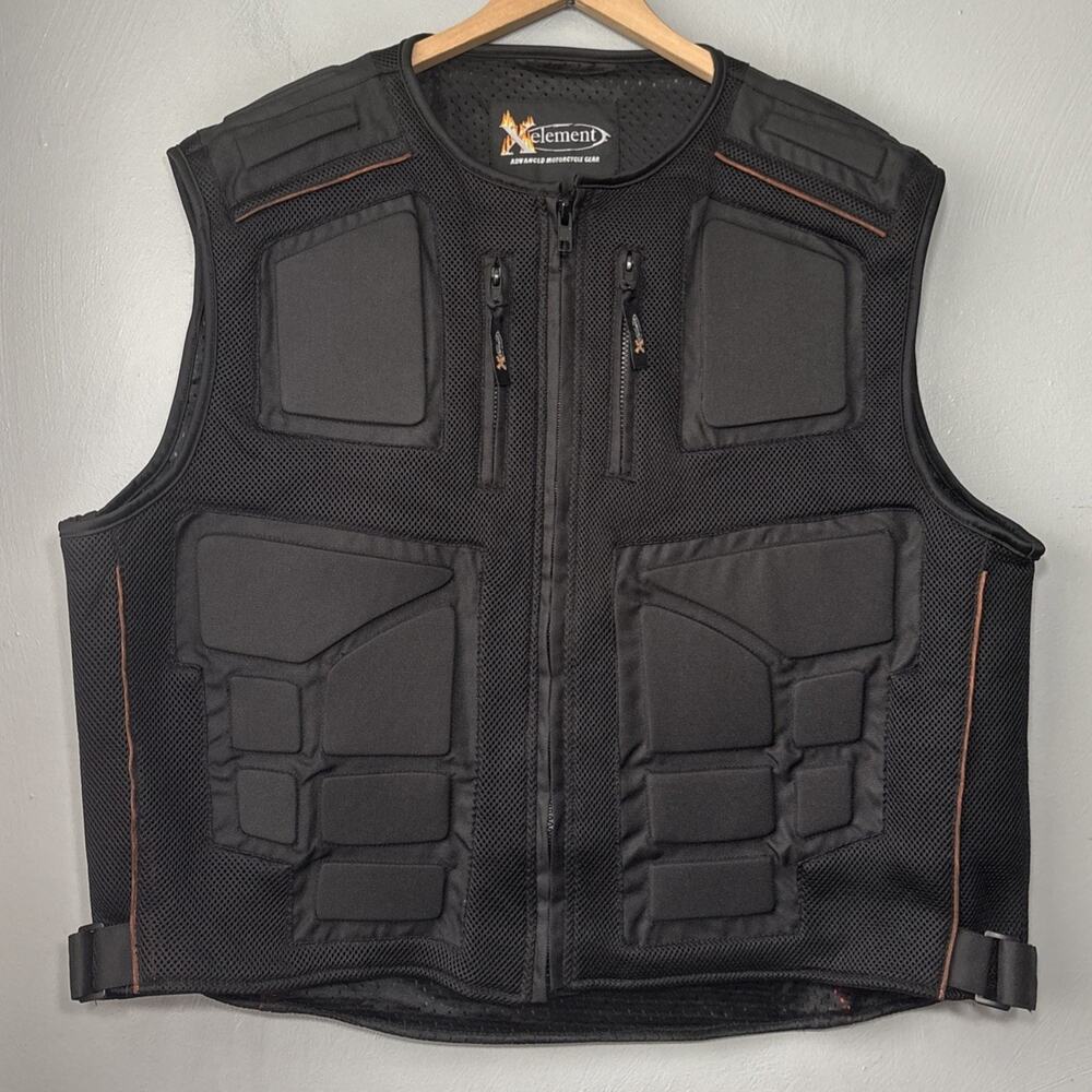 XElement Delta Vest Mens Size 5X Black Padded Motorcycle Riding Biker Moto CF244